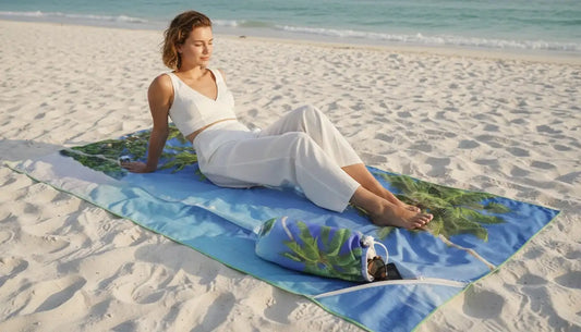 Holoholo-USA XL Beach Towel – Palm Beach - Manatee Cove | Sand-Free, Quick Dry